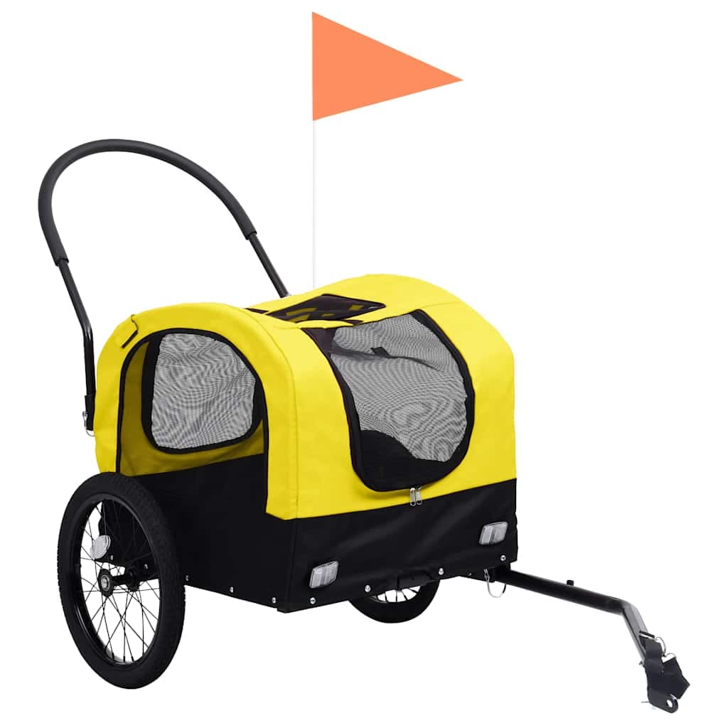 Rimorchio Bici per Animali Carrello Jogging 2in1 Giallo e Nero — miniatura 1 di 9