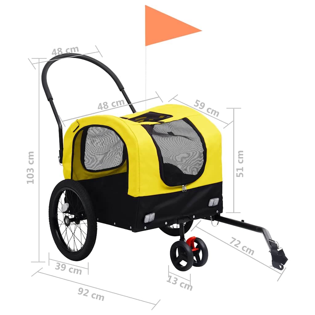 Rimorchio Bici per Animali Carrello Jogging 2in1 Giallo e Nero — miniatura 9 di 9
