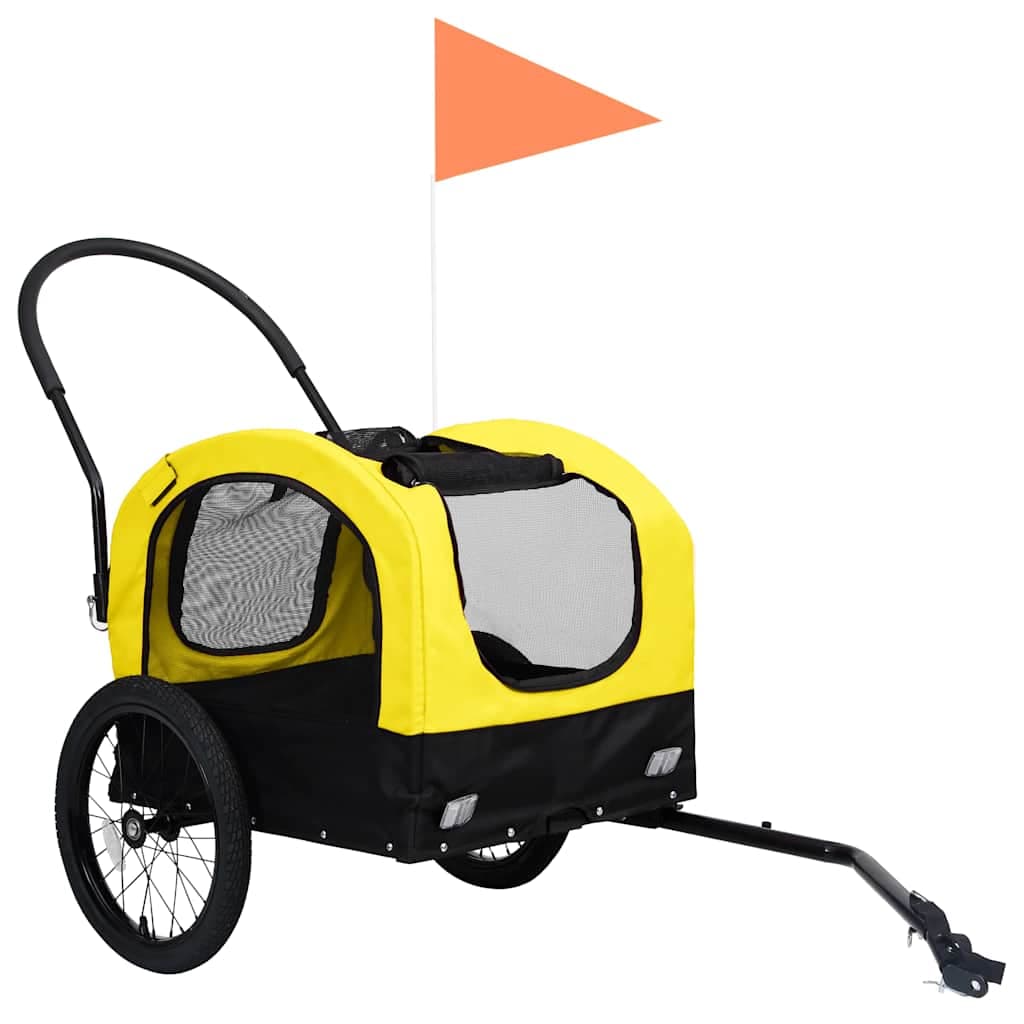 Rimorchio Bici per Animali Carrello Jogging 2in1 Giallo e Nero — miniatura 2 di 9