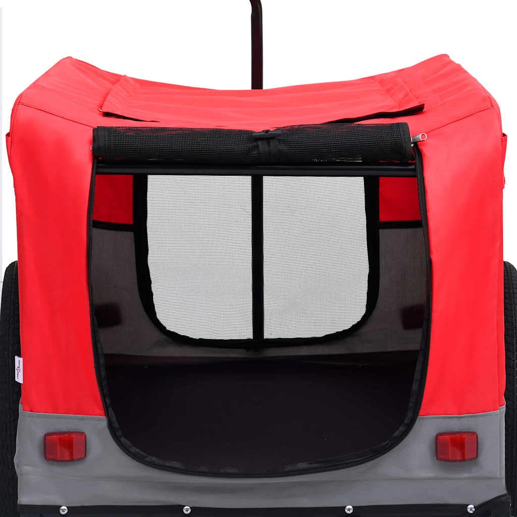 Rimorchio Bici Animali e Carrello Jogging 2 in 1 Rosso e Grigio — foto 5 di 9