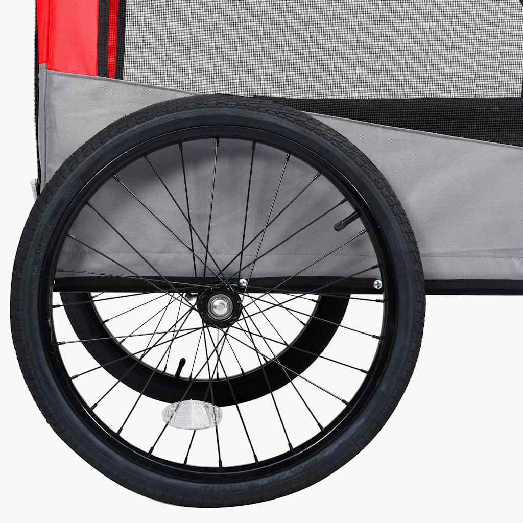 Rimorchio Bici Animali e Carrello Jogging 2 in 1 Rosso e Grigio — foto 8 di 9