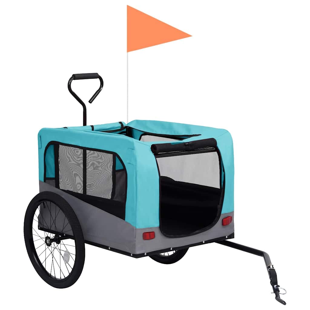 Rimorchio Bici per Animali Carrello Jogging 2in1 Blu e Grigio — foto 2 di 9