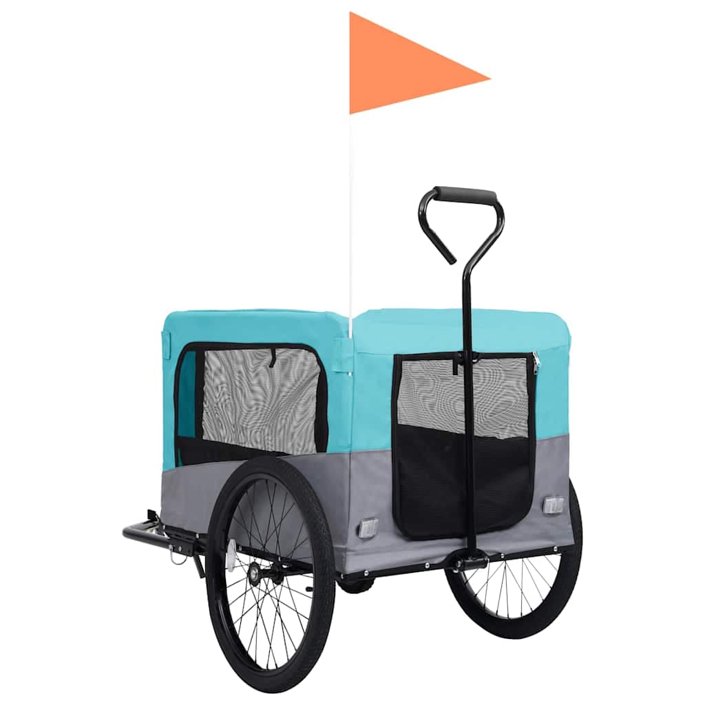 Rimorchio Bici per Animali Carrello Jogging 2in1 Blu e Grigio — foto 3 di 9