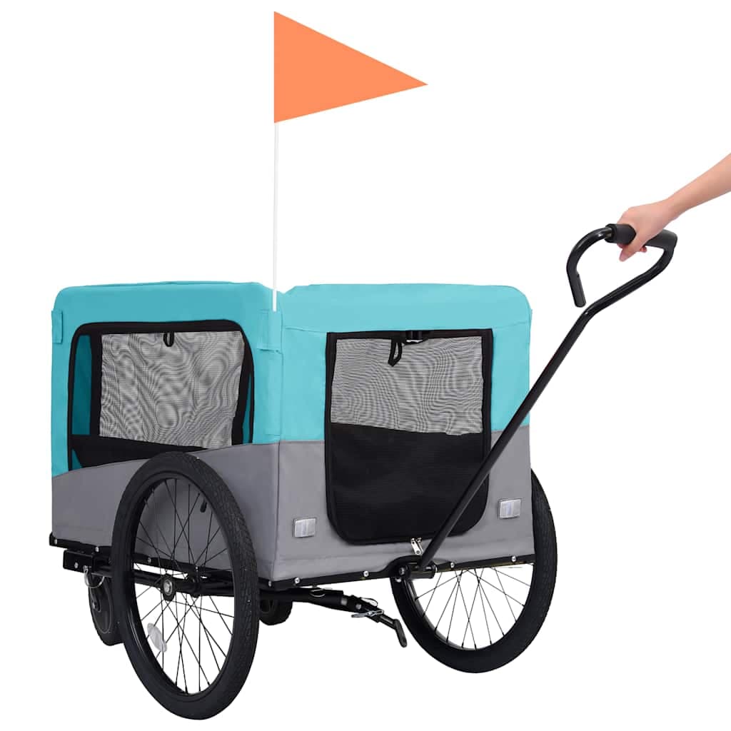 Rimorchio Bici per Animali Carrello Jogging 2in1 Blu e Grigio — foto 4 di 9