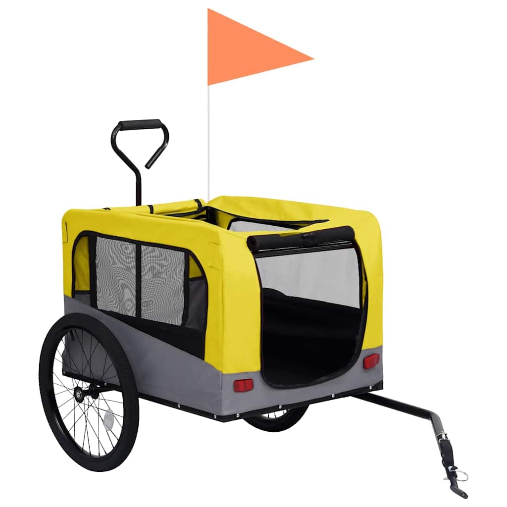 Rimorchio Bici Animali Carrello Jogging 2in1 Giallo e Grigio — foto 2 di 9