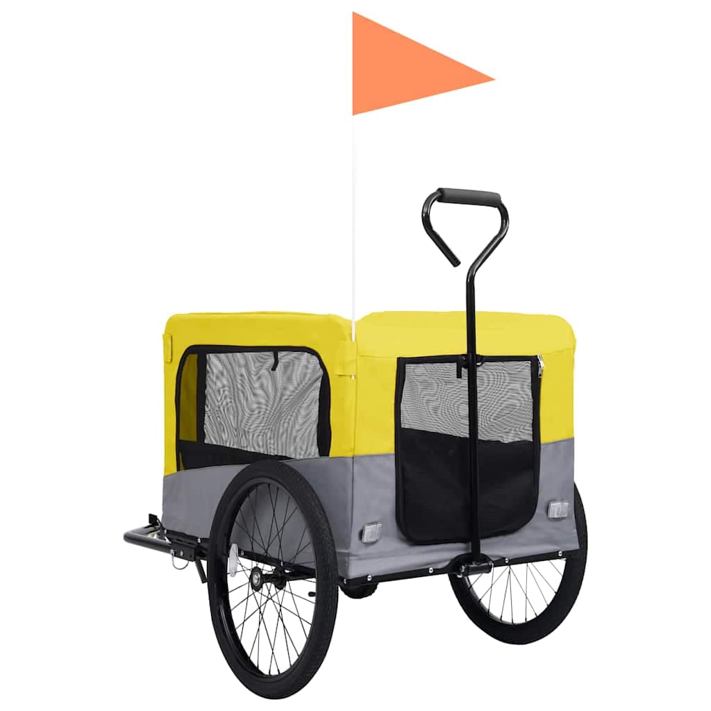 Rimorchio Bici Animali Carrello Jogging 2in1 Giallo e Grigio — foto 3 di 9