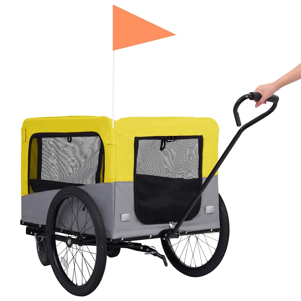 Rimorchio Bici Animali Carrello Jogging 2in1 Giallo e Grigio — foto 4 di 9