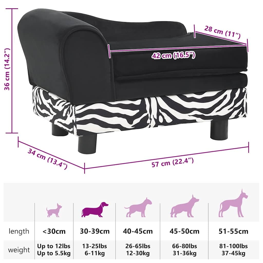 Divano per Cani Nero 57x34x36 cm in Peluche — miniatura 9 di 9