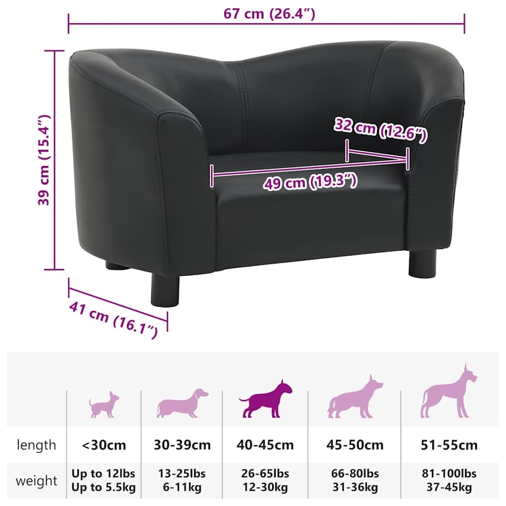 Divano per Cani Nero 67x41x39 cm in Similpelle — miniatura 7 di 7