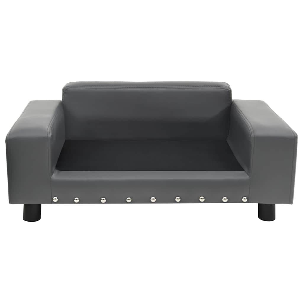 Divano per Cani Grigio 81x43x31 cm in Peluche e Similpelle — miniatura 2 di 6