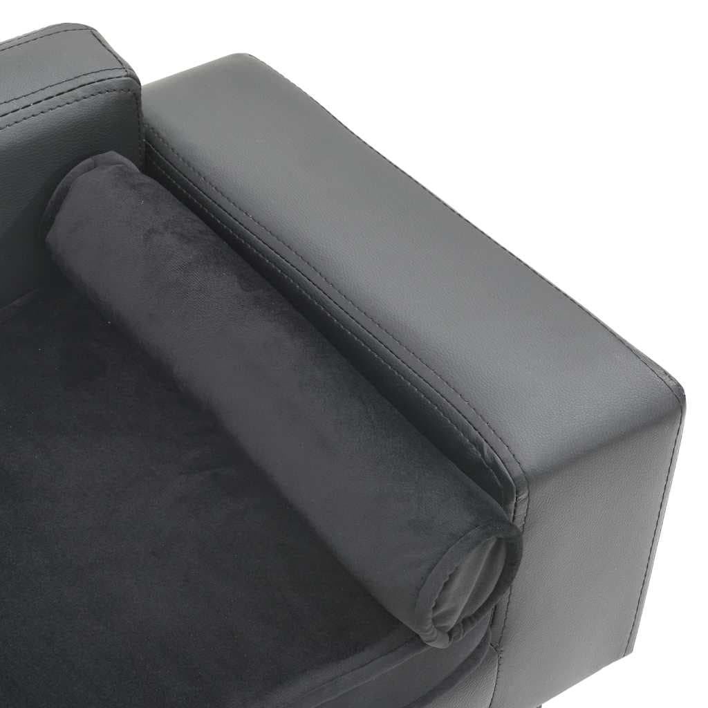 Divano per Cani Grigio 81x43x31 cm in Peluche e Similpelle — miniatura 3 di 6