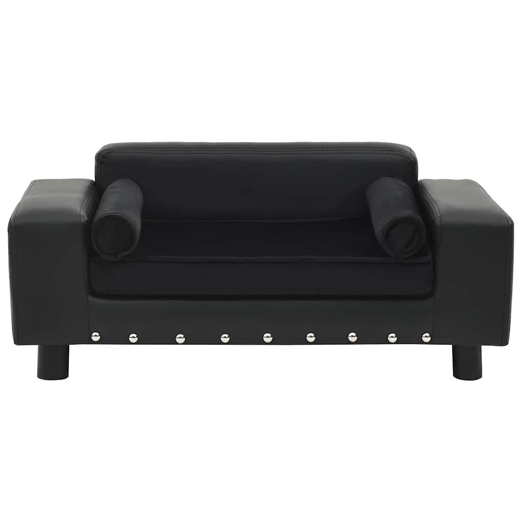 Divano per Cani Nero 81x43x31 cm in Peluche e Similpelle — miniatura 2 di 6