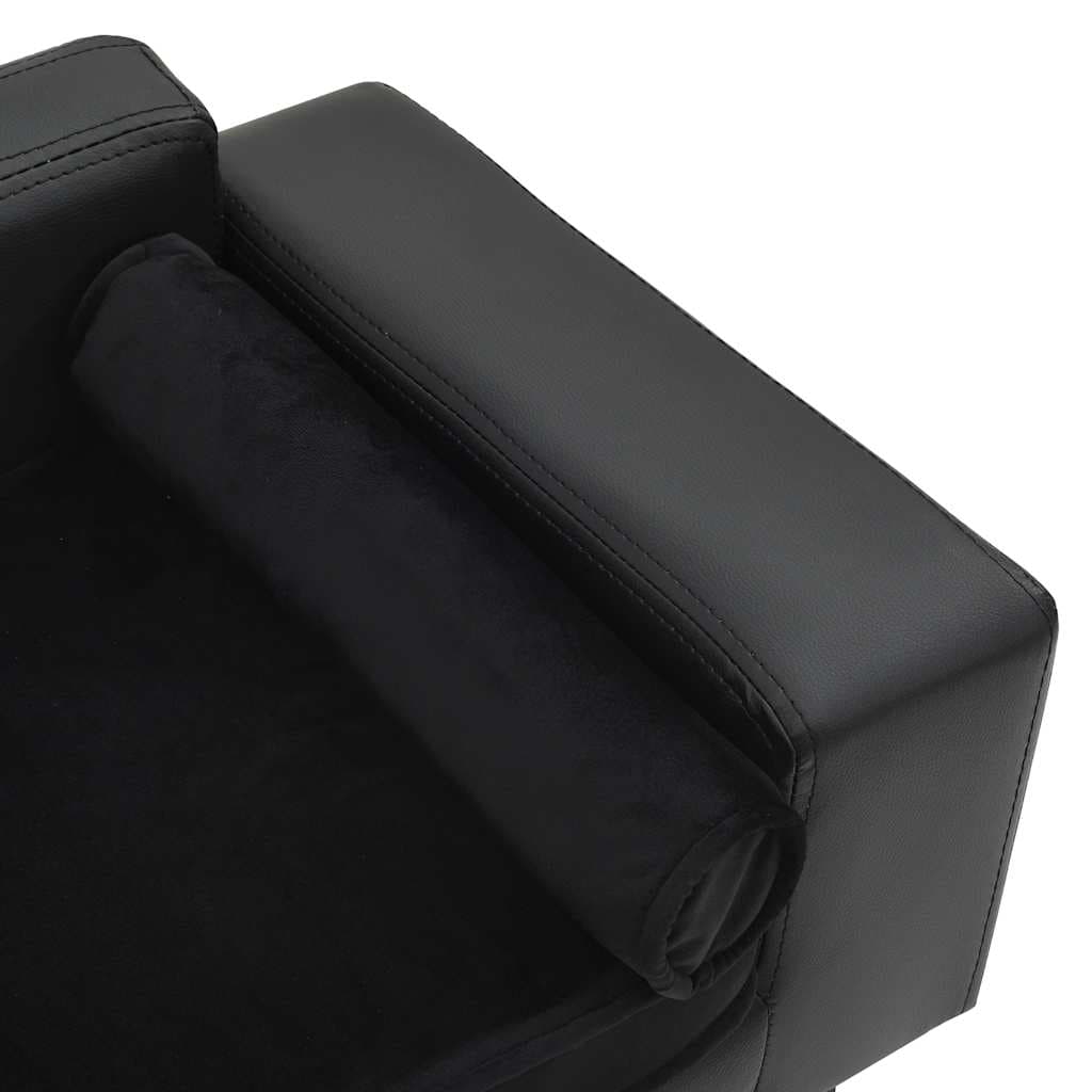 Divano per Cani Nero 81x43x31 cm in Peluche e Similpelle — miniatura 3 di 6