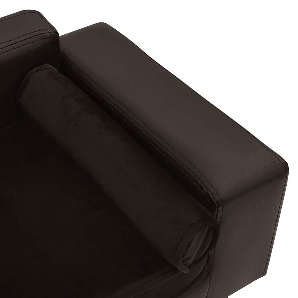 Divano per Cani Marrone 81x43x31 cm in Peluche e Similpelle — miniatura 3 di 6
