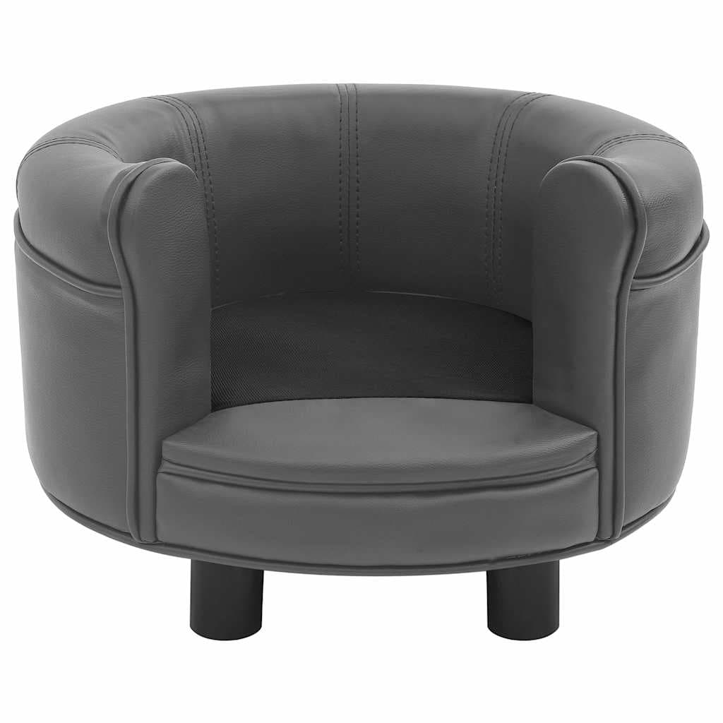 Divano per Cani Grigio 48x48x32 cm in Peluche e Similpelle — miniatura 2 di 7