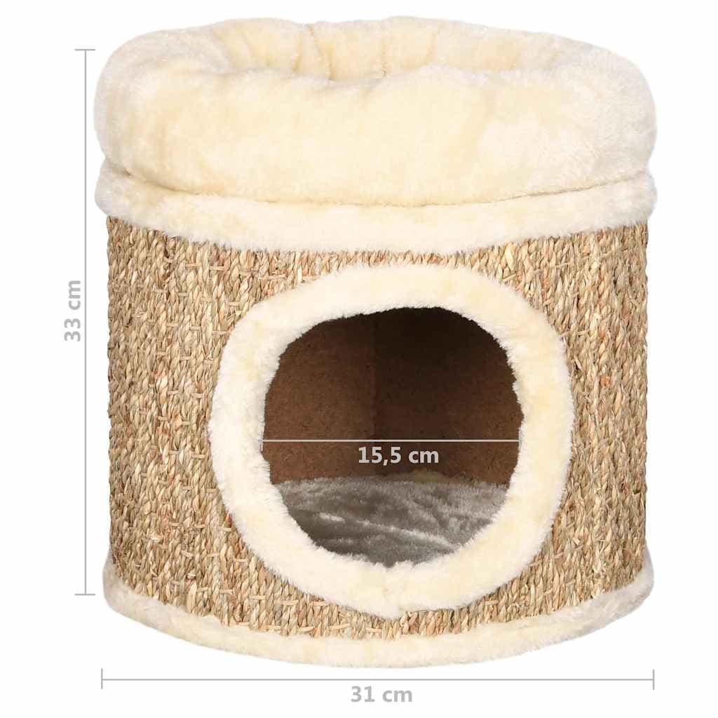 Cuccia per Gatti con Cuscino Lusso 33 cm in Giunco — miniatura 5 di 6