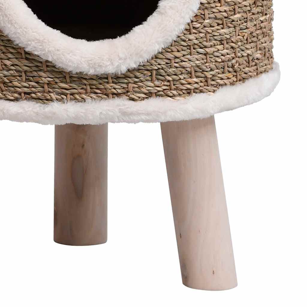 Cuccia per Gatti con Gambe in Legno 41 cm in Giunco — miniatura 5 di 6