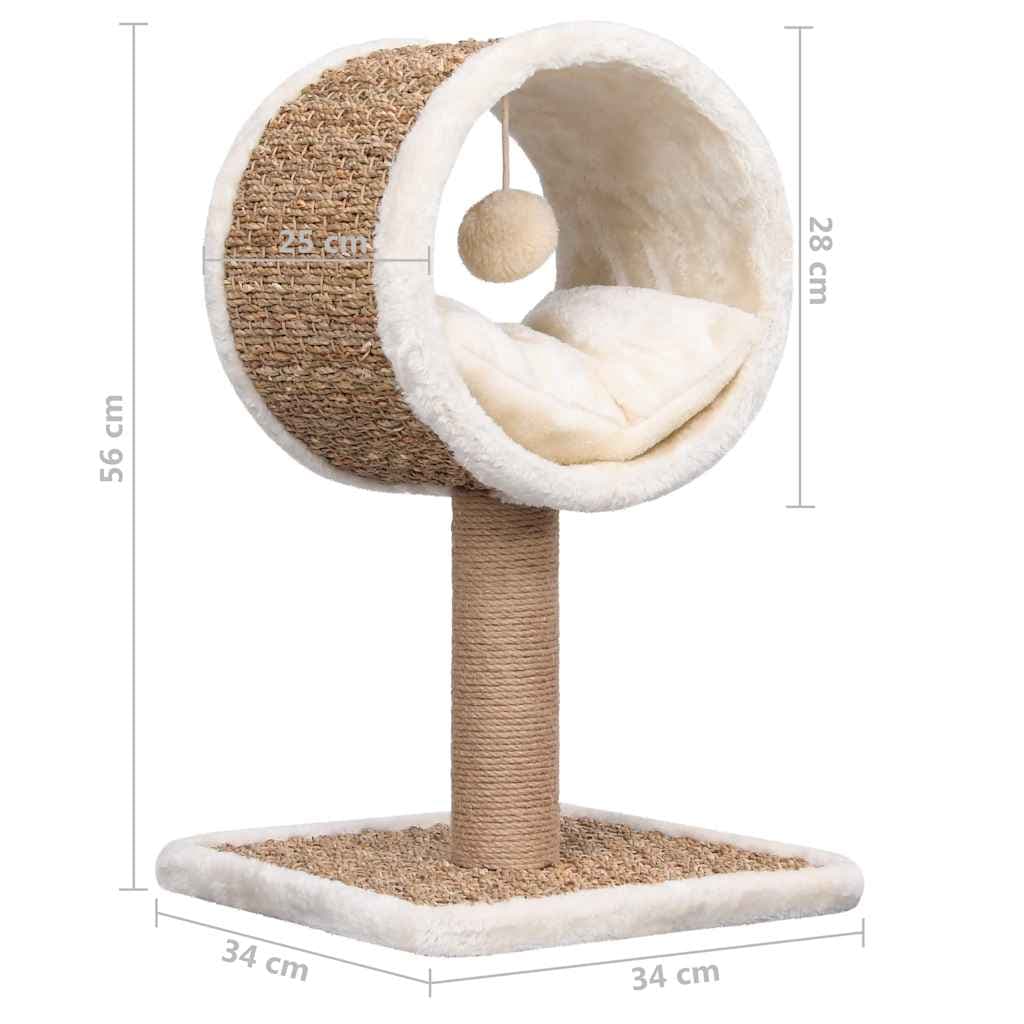 Albero per Gatti con Tunnel in Alto e Giocattolo 56cm in Giunco — miniatura 5 di 5
