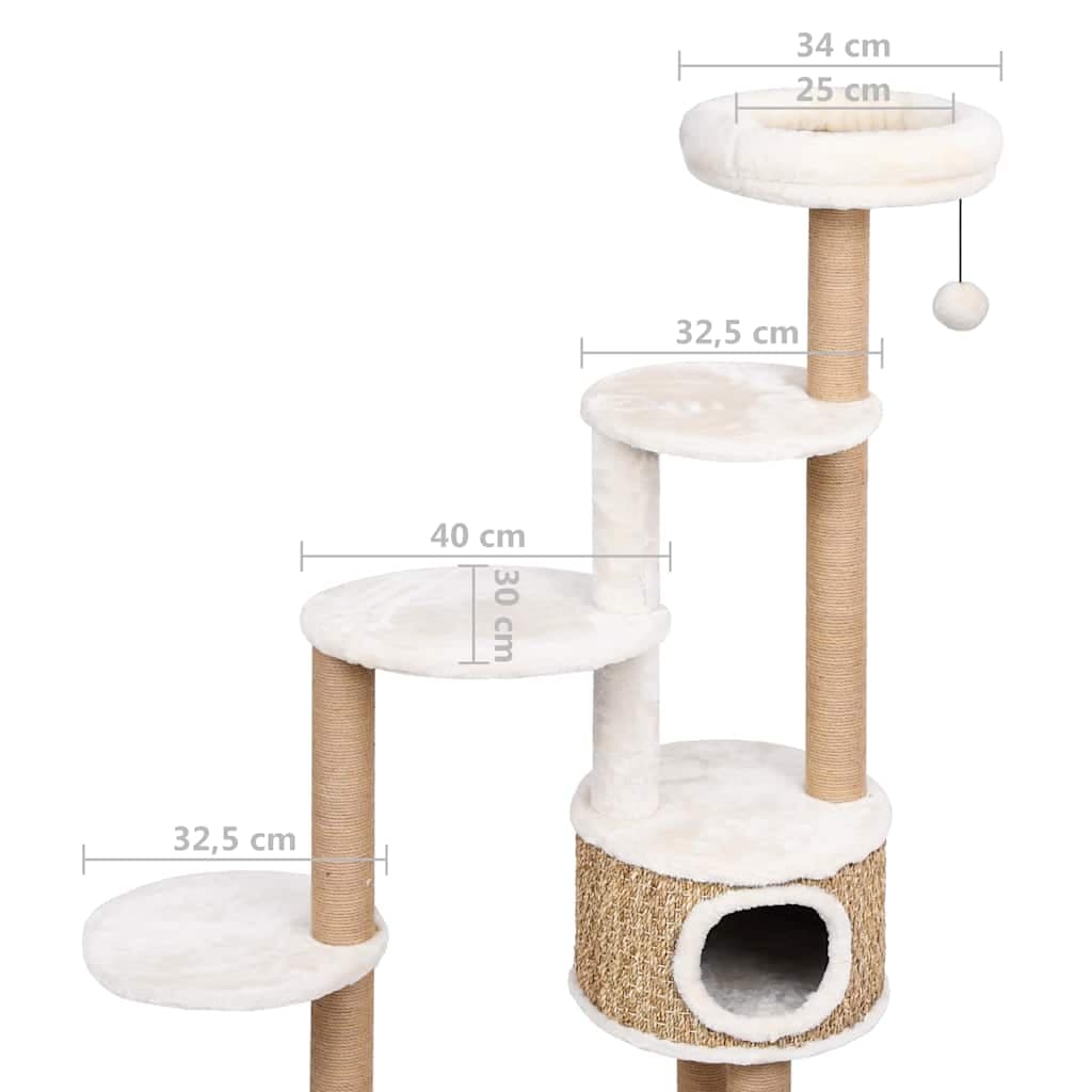 Albero per Gatti con Cuscino Lusso e Tiragraffi 148cm in Giunco — miniatura 7 di 7