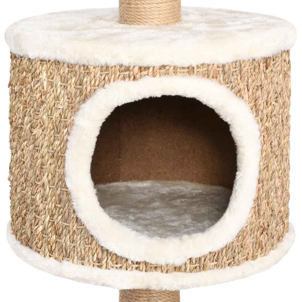 Albero per Gatti con Palo Tiragraffi 123 cm in Giunco — miniatura 4 di 6
