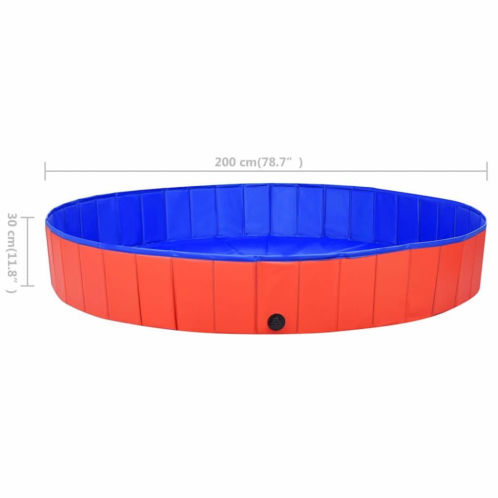 Piscina per Cani Pieghevole Rossa 200x30 cm in PVC — miniatura 7 di 8