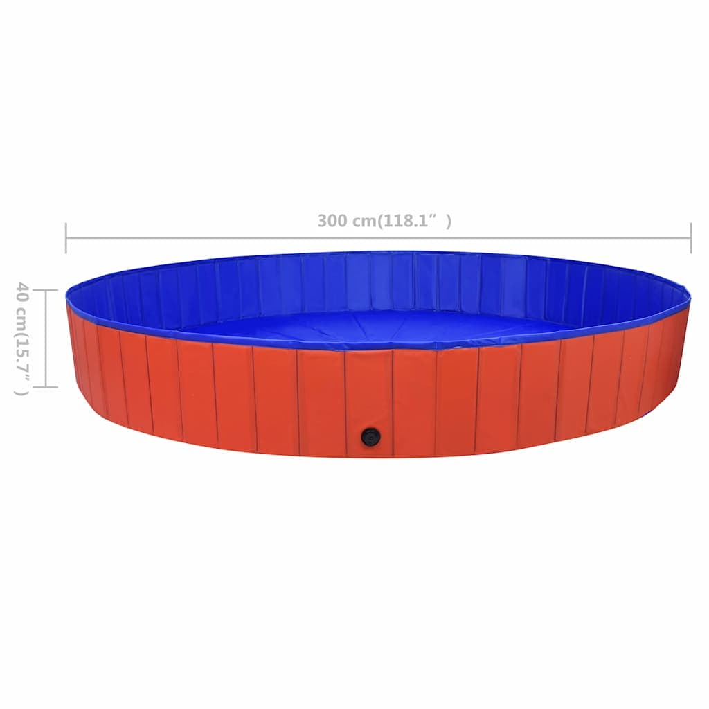 Piscina per Cani Pieghevole Rossa 300x40 cm in PVC — foto 7 di 8