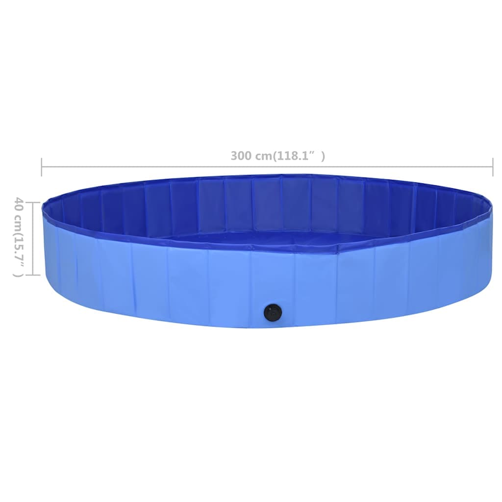 Piscina per Cani Pieghevole Blu 300x40 cm in PVC — foto 7 di 8
