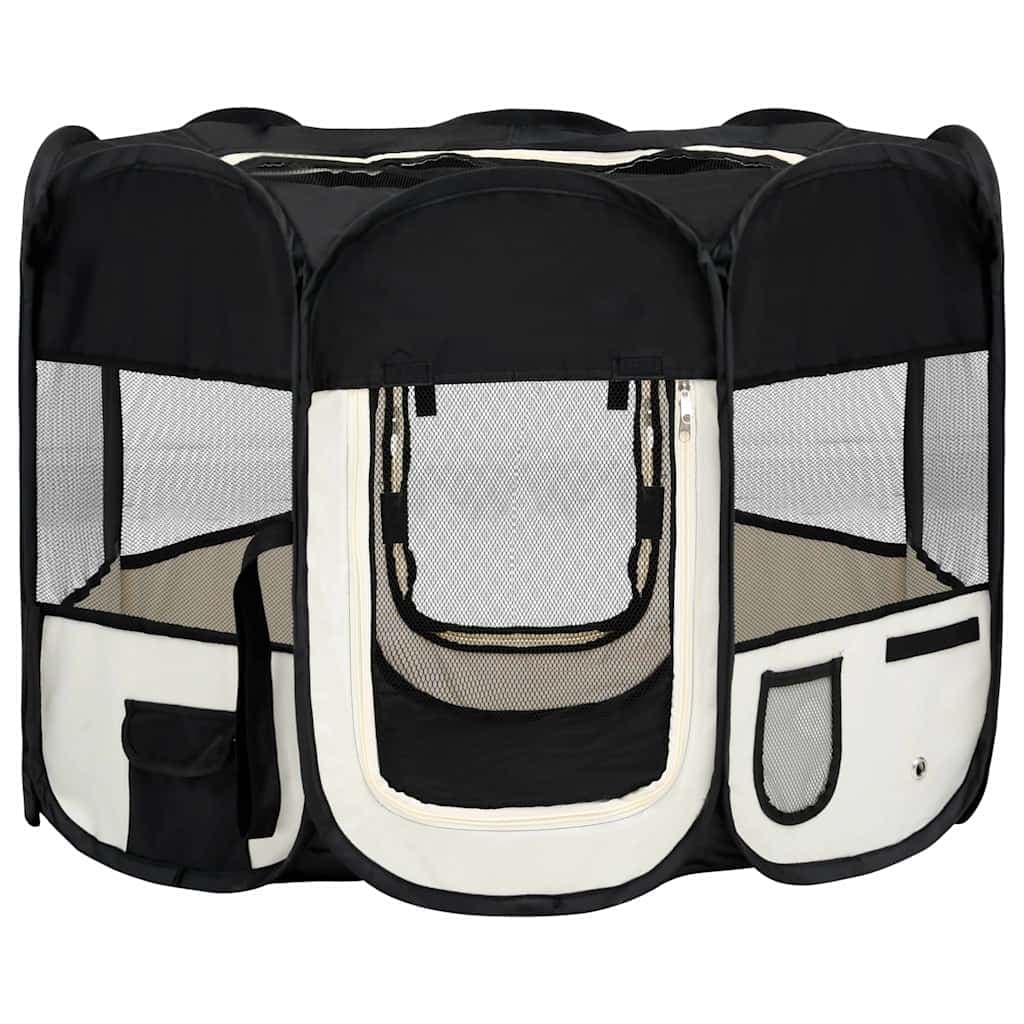 Box per Cani Pieghevole con Borsa Trasporto Nero 90x90x58 cm — miniatura 2 di 12