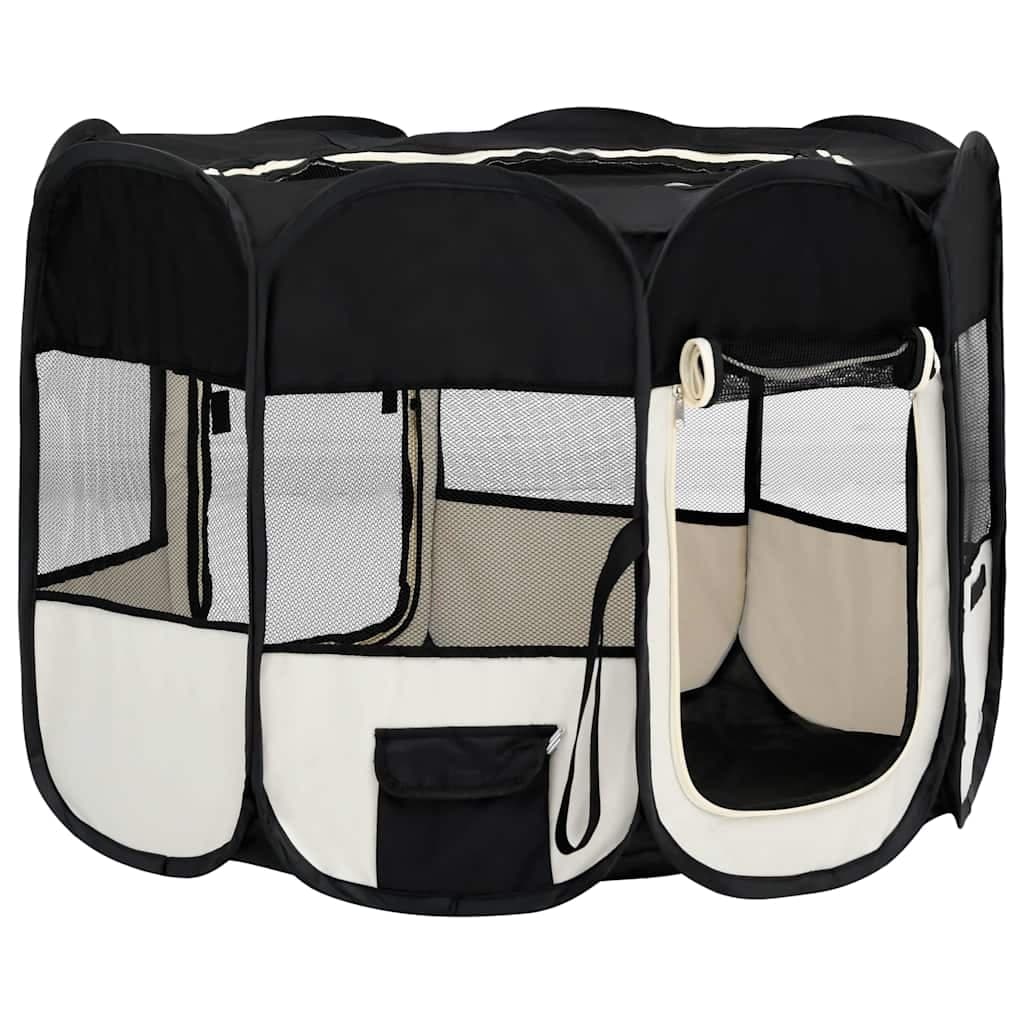 Box per Cani Pieghevole con Borsa Trasporto Nero 90x90x58 cm — miniatura 3 di 12