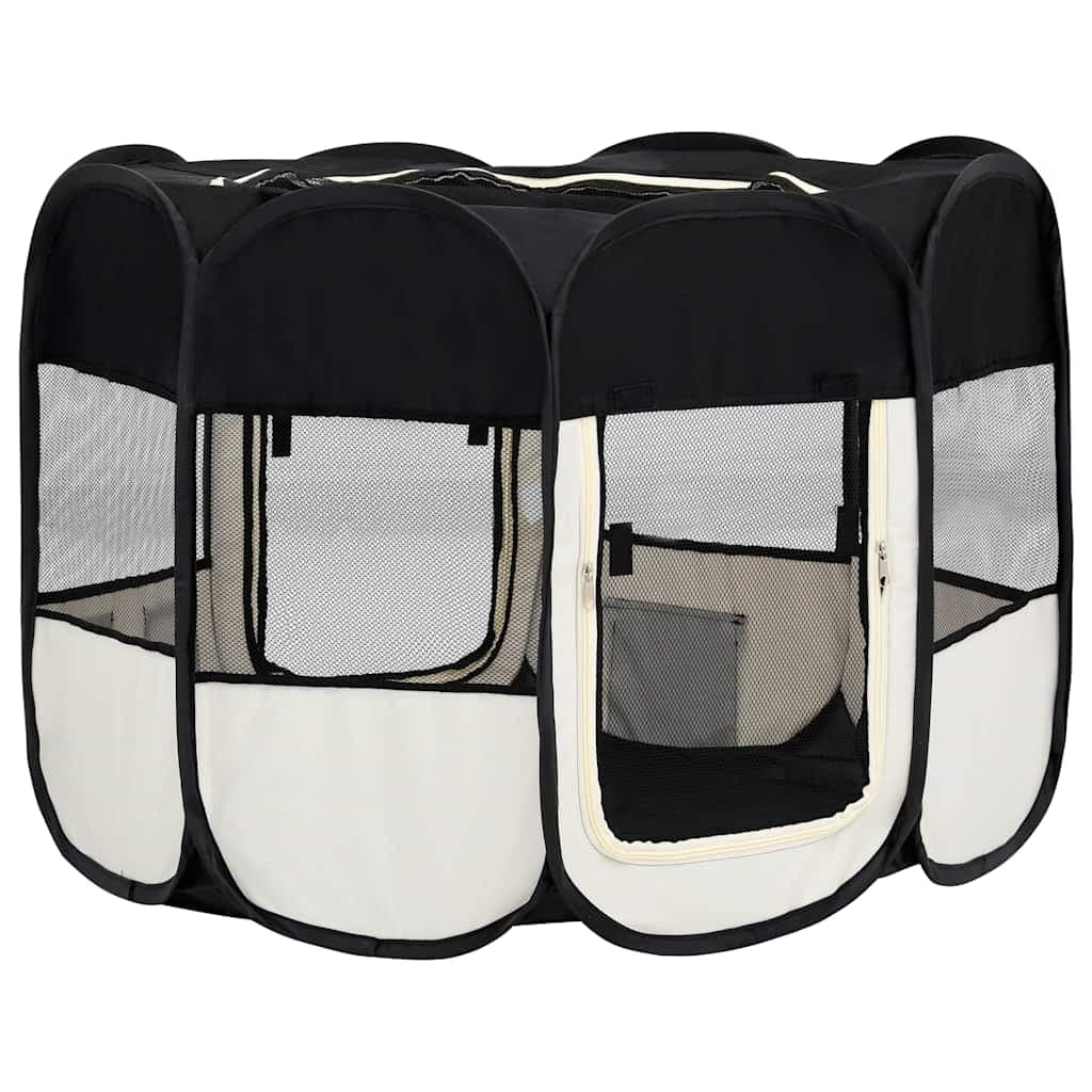 Box per Cani Pieghevole con Borsa Trasporto Nero 90x90x58 cm — miniatura 4 di 12