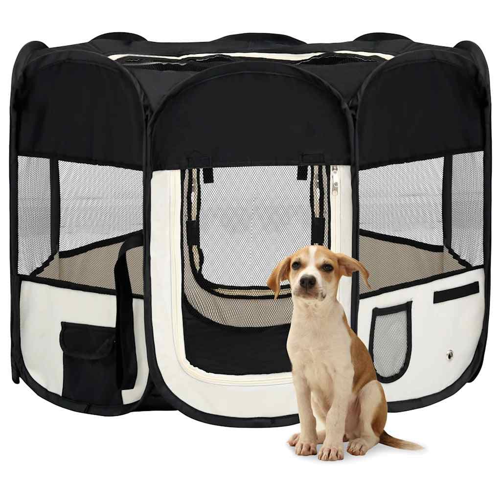 Box per Cani Pieghevole con Borsa Trasporto Nero 90x90x58 cm — miniatura 1 di 12