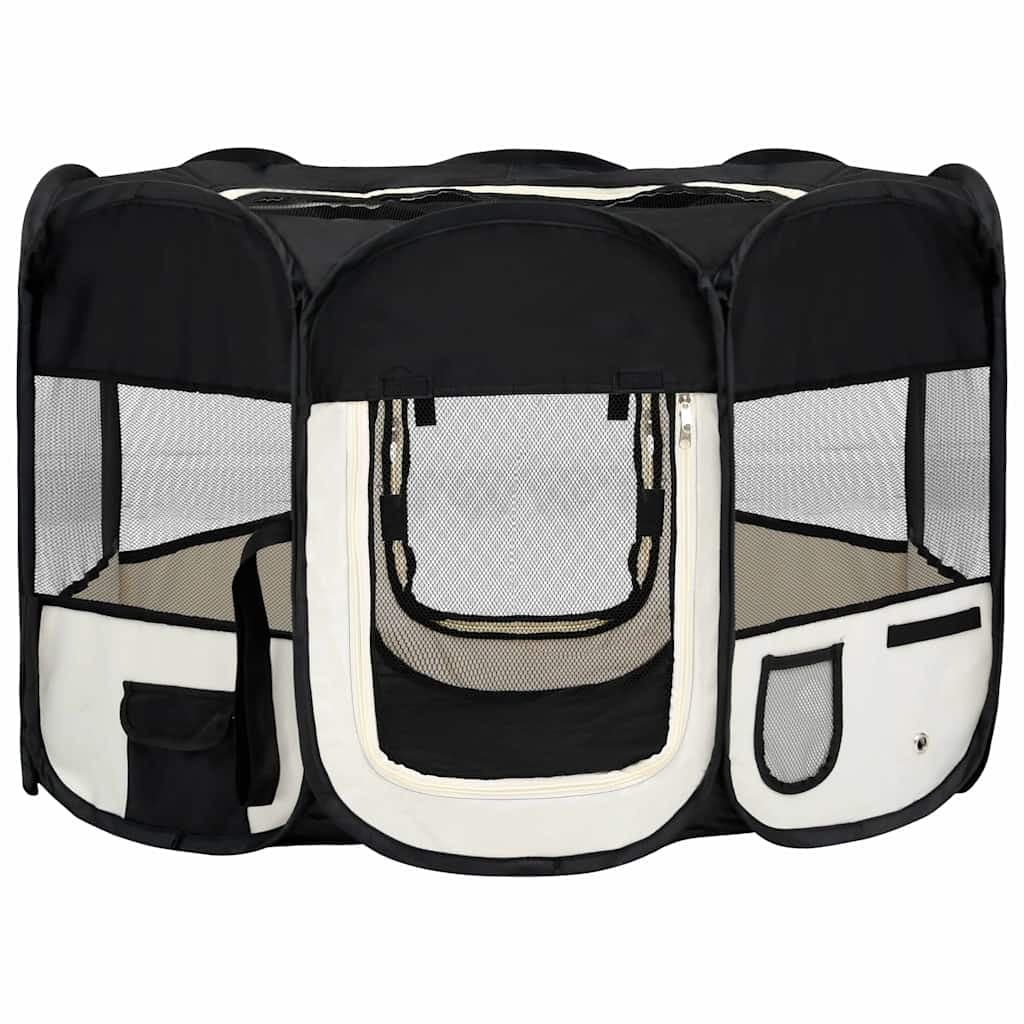 Box per Cani Pieghevole con Borsa Trasporto Nero 110x110x58 cm — foto 2 di 12