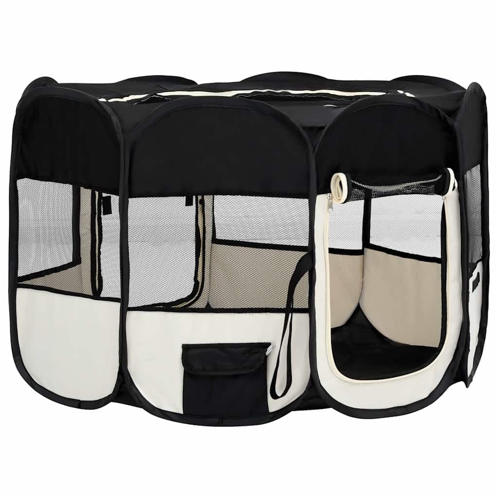 Box per Cani Pieghevole con Borsa Trasporto Nero 110x110x58 cm — foto 3 di 12