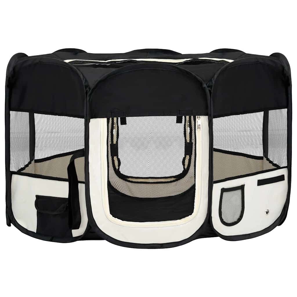 Box per Cani Pieghevole con Borsa Trasporto Nero 125x125x61 cm — miniatura 2 di 12