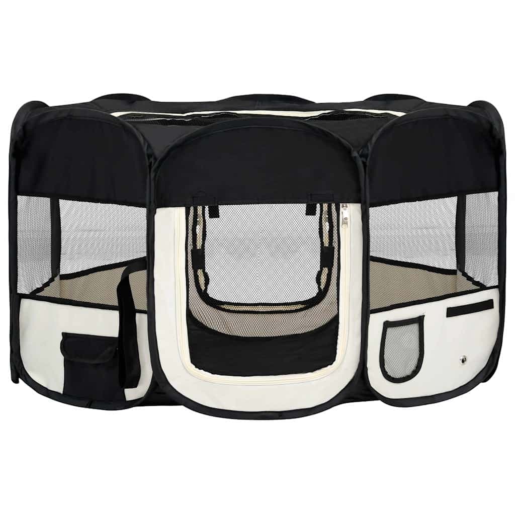 Box per Cani Pieghevole con Borsa Trasporto Nero 145x145x61 cm — foto 2 di 12