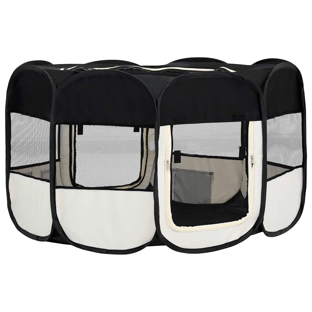 Box per Cani Pieghevole con Borsa Trasporto Nero 145x145x61 cm — foto 4 di 12