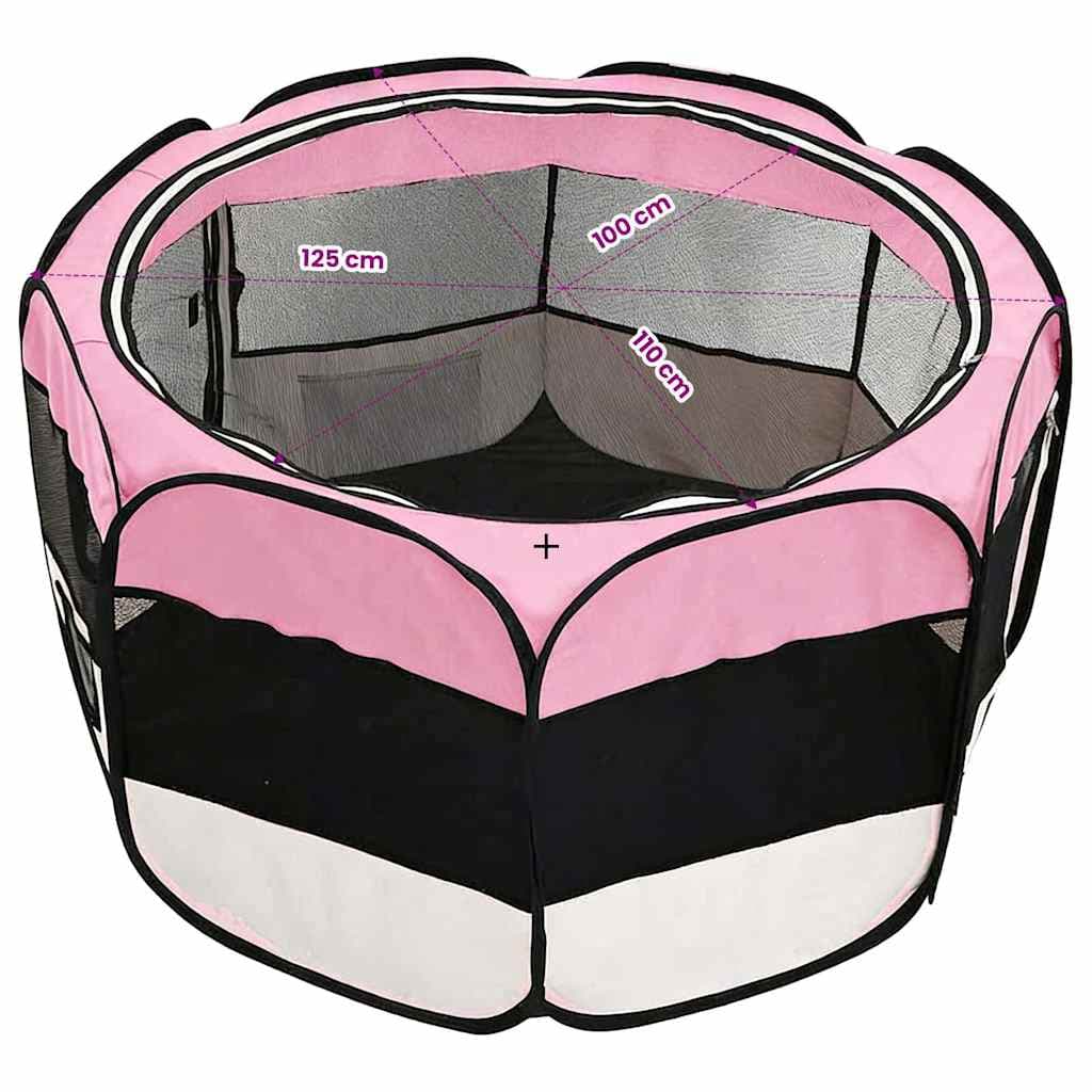 Box per Cani Pieghevole con Borsa Trasporto Rosa 125x125x61 cm — miniatura 10 di 10