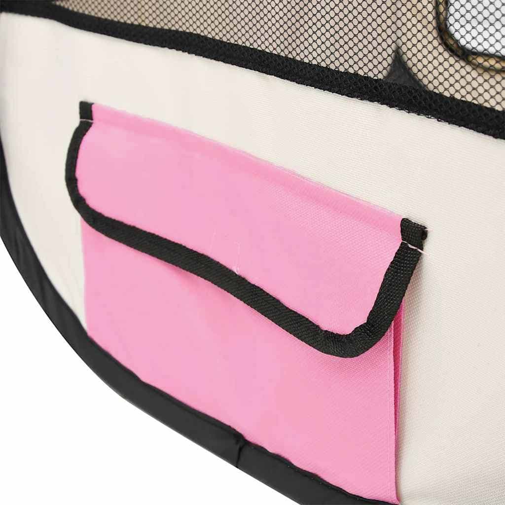 Box per Cani Pieghevole con Borsa Trasporto Rosa 145x145x61 cm — foto 6 di 10