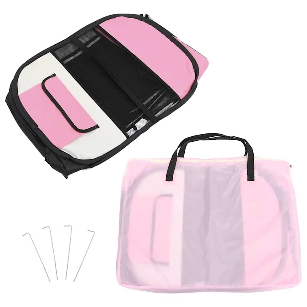 Box per Cani Pieghevole con Borsa Trasporto Rosa 145x145x61 cm — foto 8 di 10