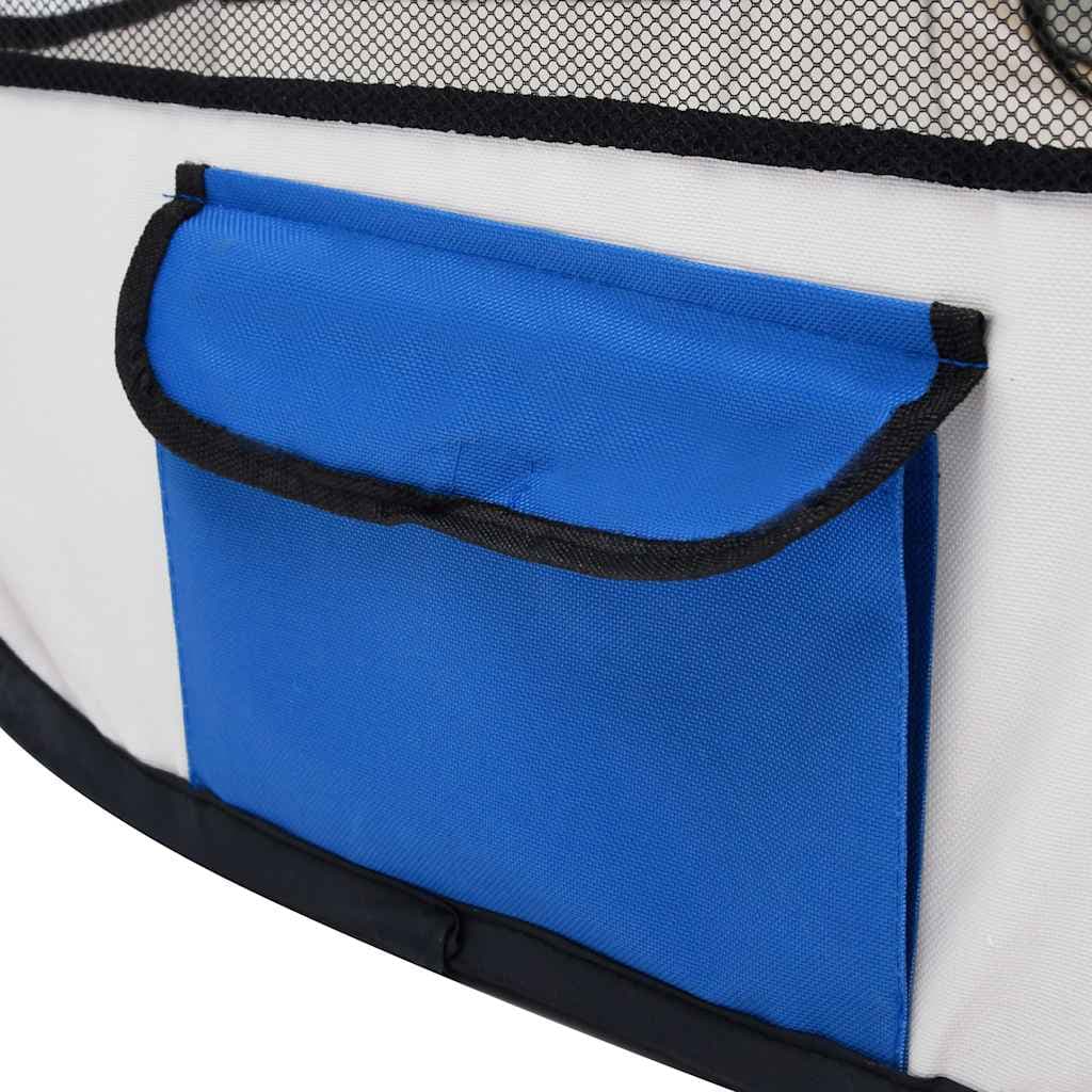 Box per Cani Pieghevole con Borsa Trasporto Blu 145x145x61 cm — foto 5 di 12