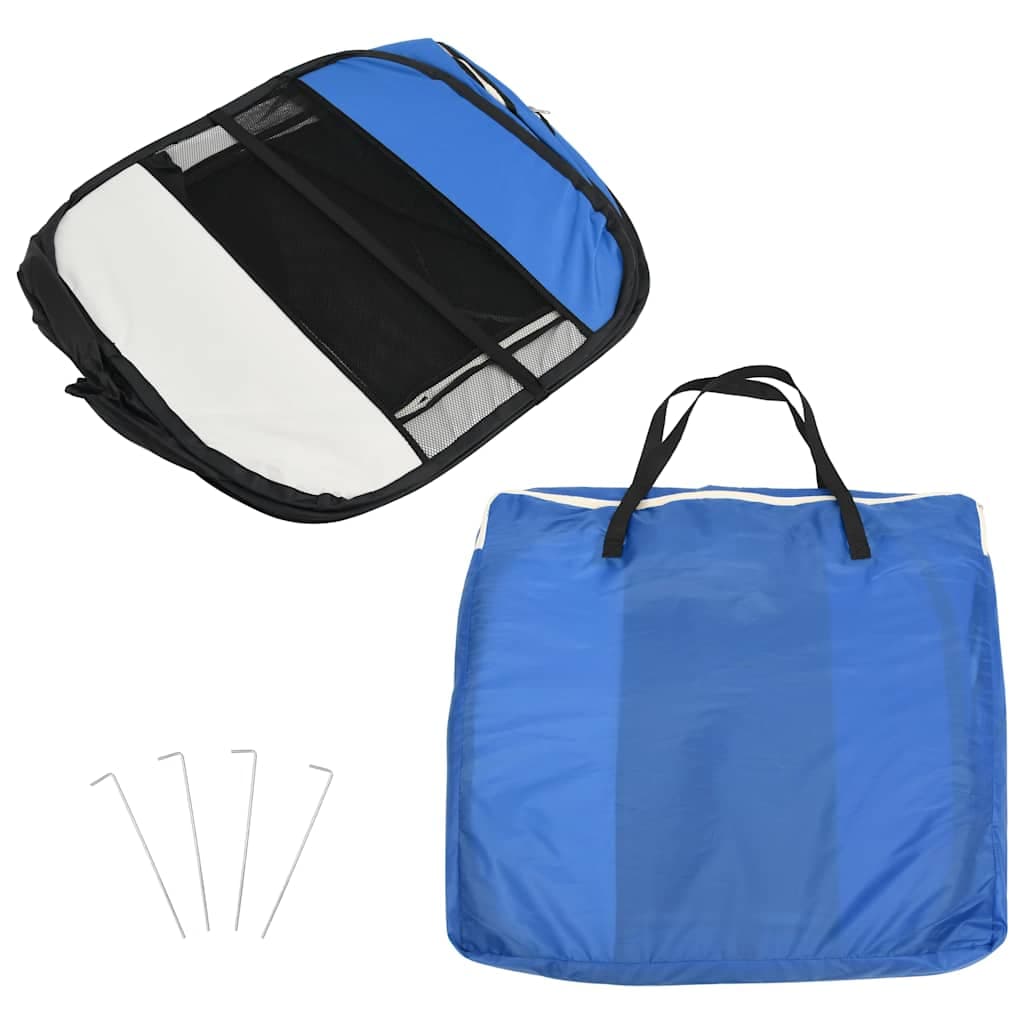 Box per Cani Pieghevole con Borsa Trasporto Blu 145x145x61 cm — foto 9 di 12