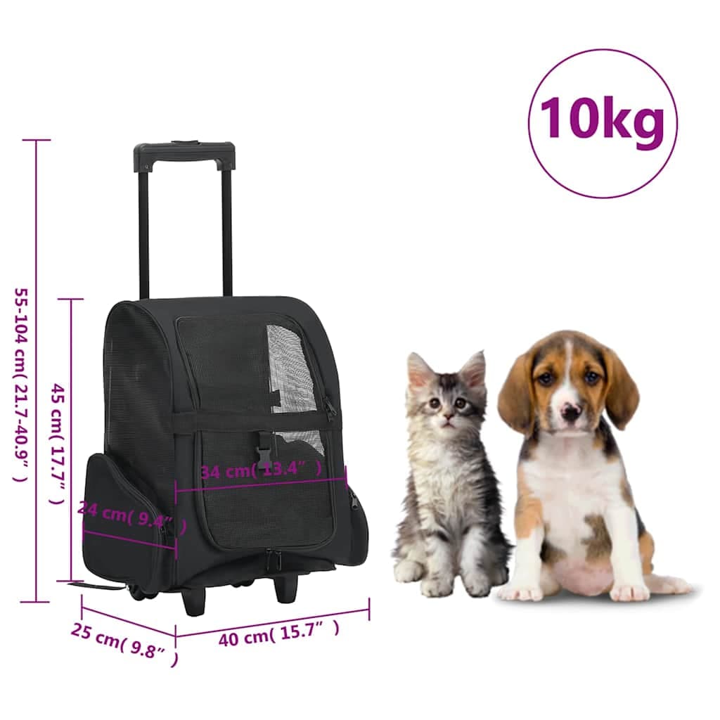Trolley Trasportino per Animali Pieghevole Multifunzione Nero — miniatura 6 di 6