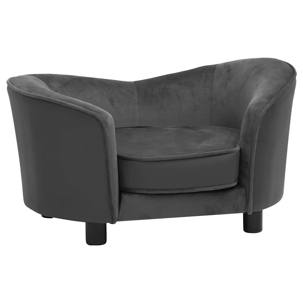 Divano per Cani Grigio Scuro 69x49x40 cm in Peluche e Similpelle — miniatura 2 di 8
