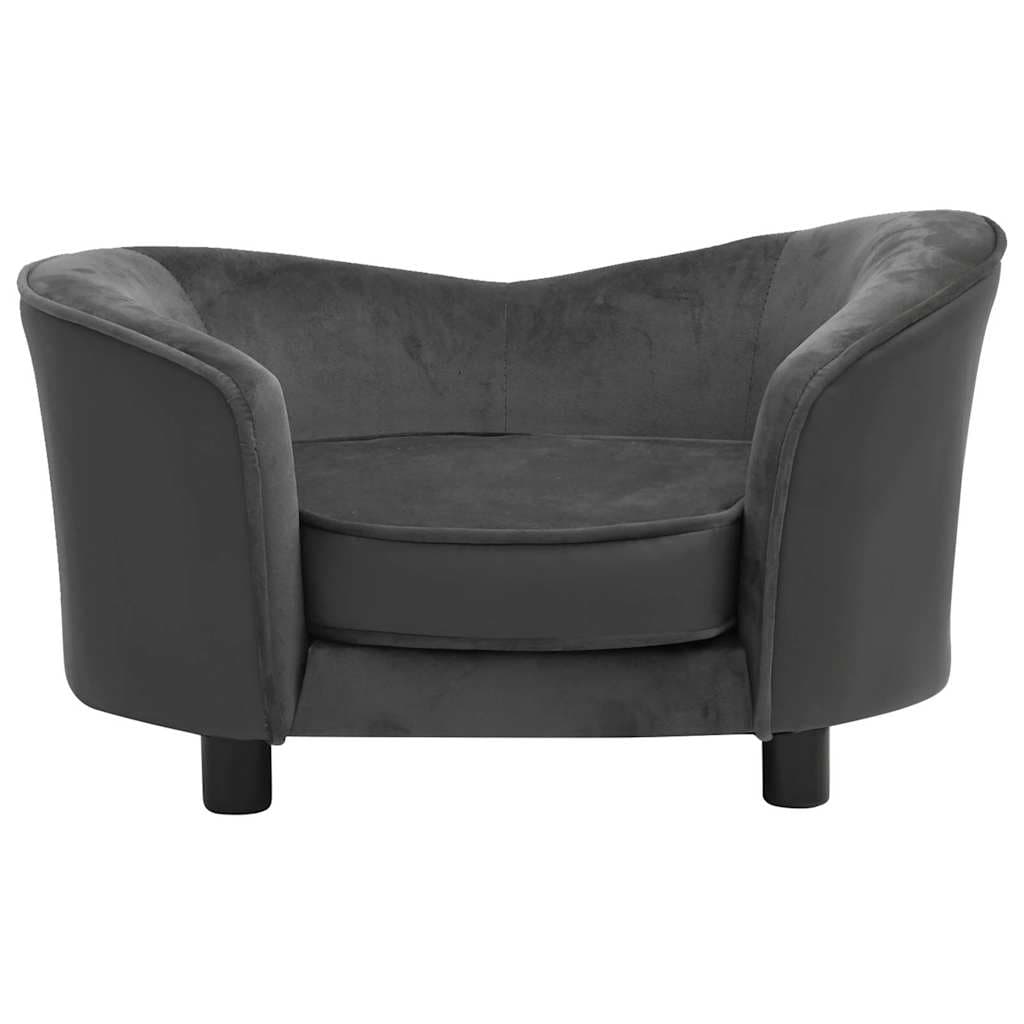 Divano per Cani Grigio Scuro 69x49x40 cm in Peluche e Similpelle — miniatura 3 di 8