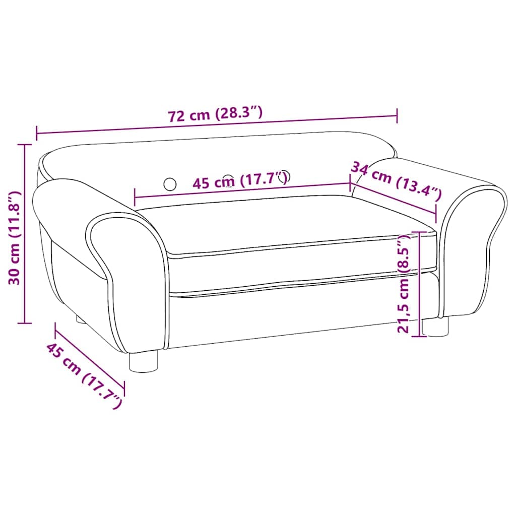 Divano per Cani Nero 72x45x30 cm in Peluche — miniatura 12 di 12