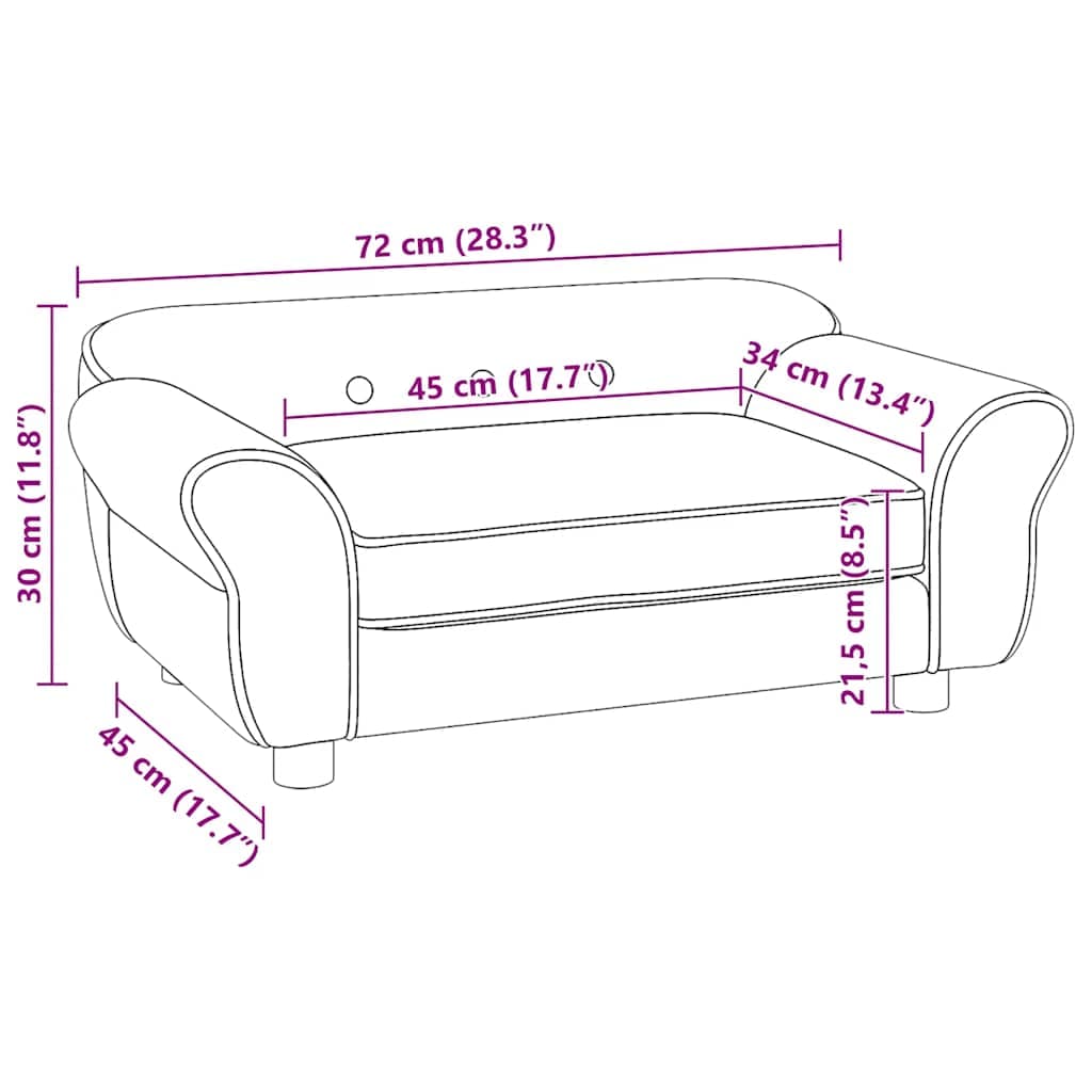 Divano per Cani Crema 72x45x30 cm in Peluche — foto 12 di 12