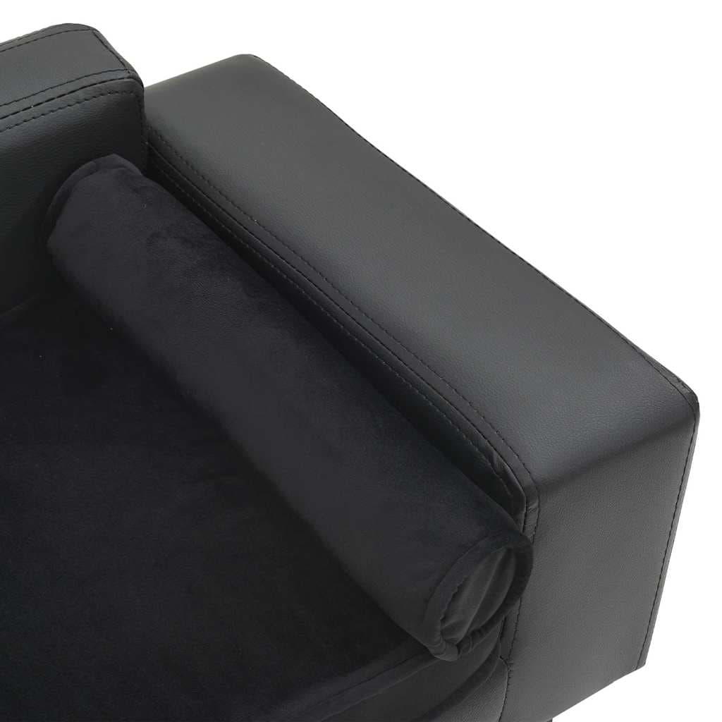Divano per Cani Grigio Scuro 81x43x31cm in Peluche e Similpelle — miniatura 4 di 6