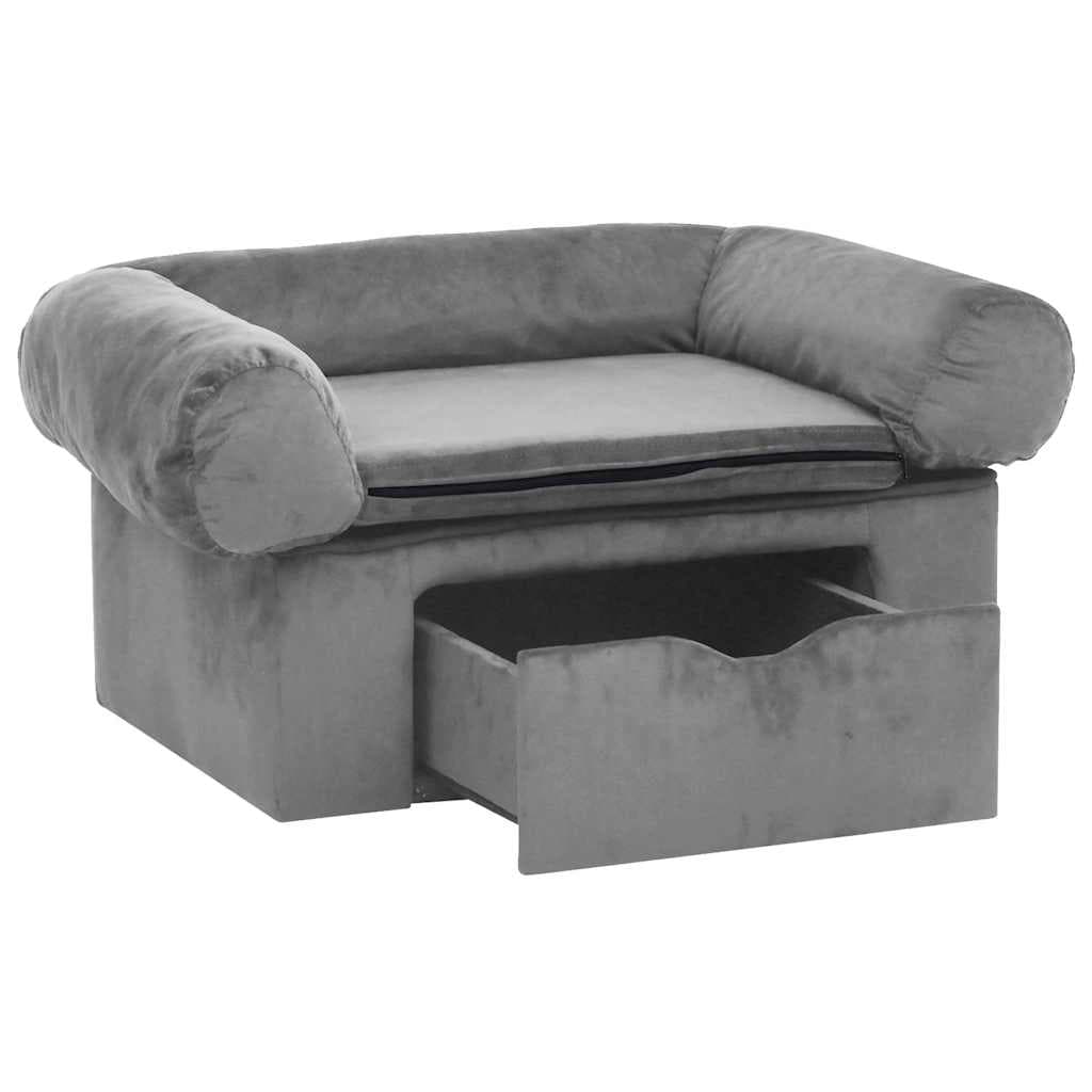 Divano per Cani con Cassetto Grigio 75x50x38 cm in Peluche — miniatura 3 di 7