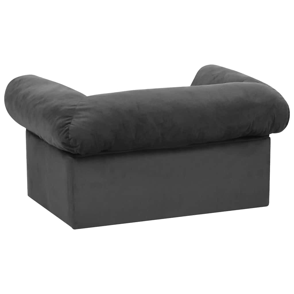 Divano per Cani con Cassetto Grigio Scuro 75x50x38cm in Peluche — miniatura 5 di 7