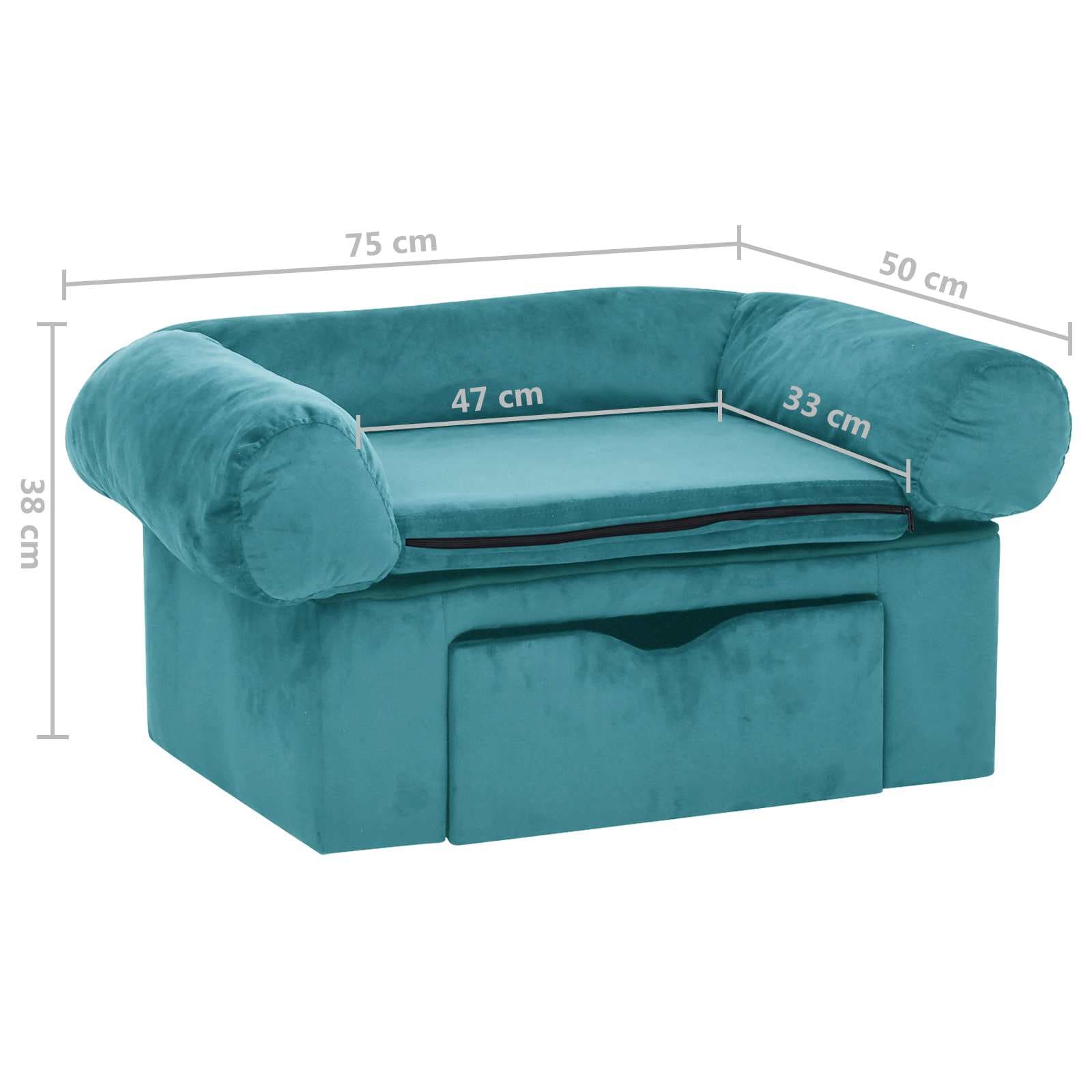 Divano per cani Turchese 75 x 50 x 38cm Peluche — miniatura 8 di 8